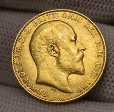Full Sovereign Coin 1908 Edward Vll  London Mint 22 Carat Fine Gold
