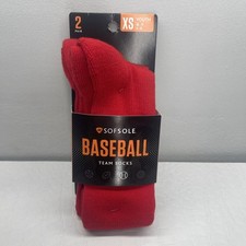 Sofsole Baseball Socks Red S. XS Youth Features A Reinforced Heel/toe  Cushione