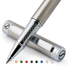 Stainless Steel Rollerball Pen - Stunning Luxury Metal Pen with Silver Chrome...