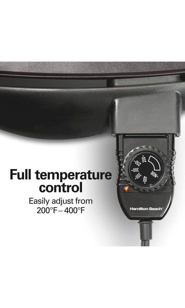 Hamilton Beach 200 sq. in. Griddle Durable Nonstick Cool-Touch Handle Easy Clean