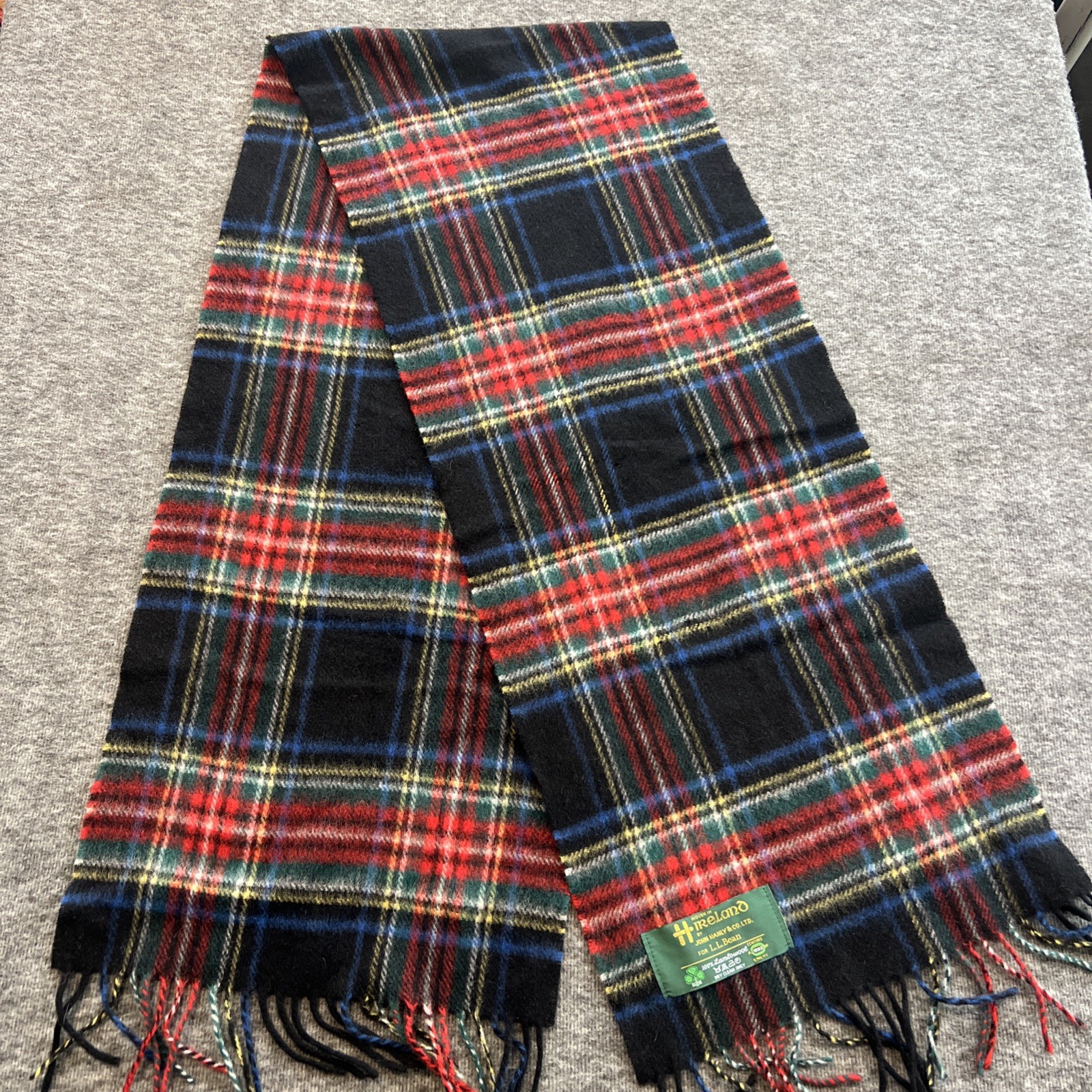 Vintage L.L. Bean - John Hanly Co. - Tartan Plaid Irish Lambswool Long Scarf