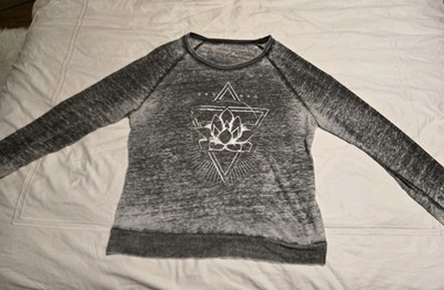 Miken Flow Women Grey Namaste Yoga Sweater Long Sleeve Light Wear Size Large