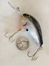 VTG BAGLEYS CRANKBAIT BLACK SCALE BACK SILVER FOIL SHAD DEEP DIVER BALSA WIRE