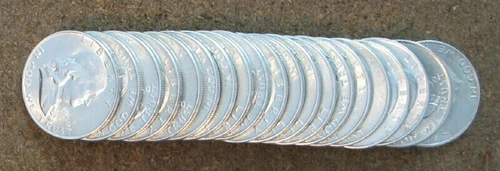 ORIGINAL ROLL 1950-P FRANKLIN SILVER  HALVES.. CH/GEM BU