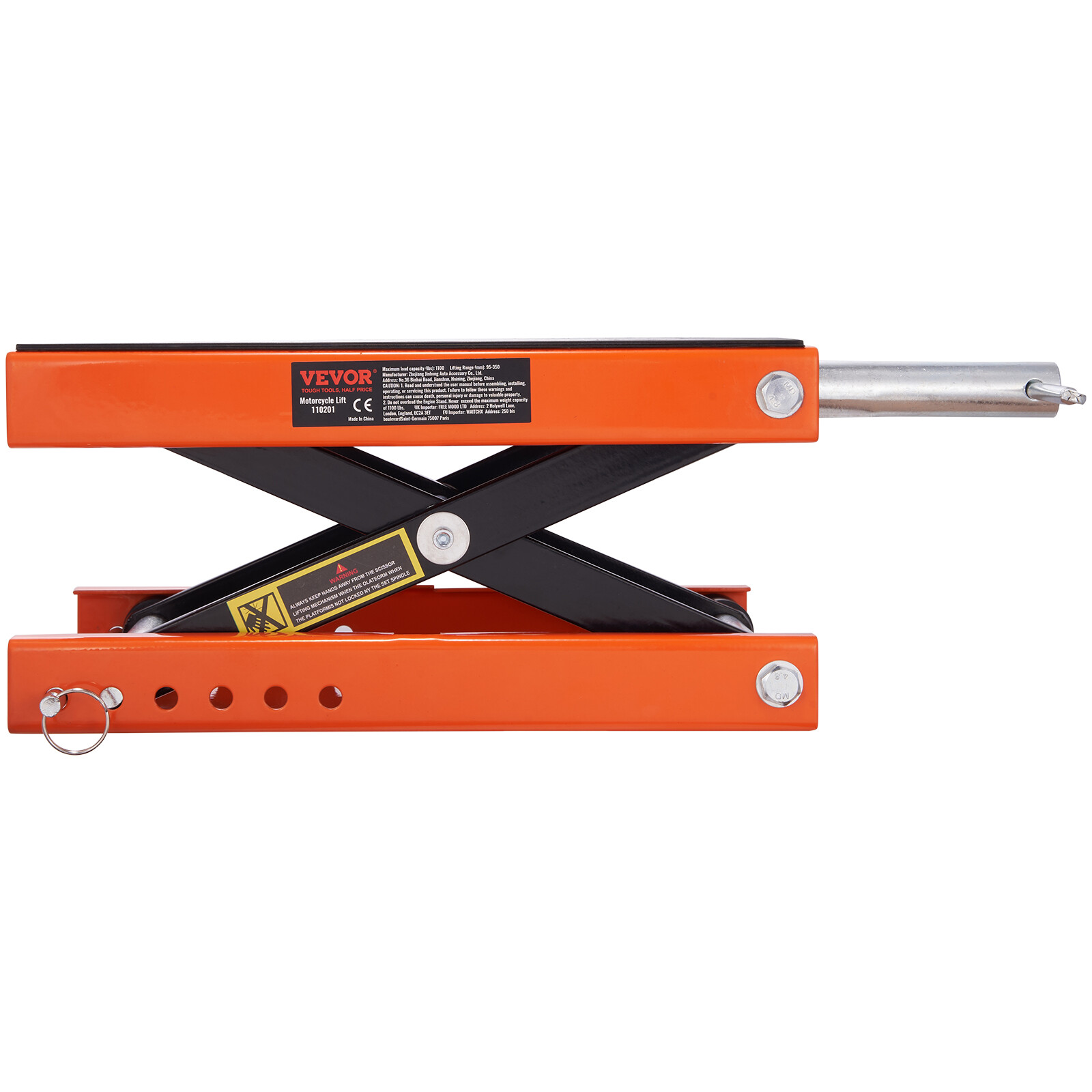 VEVOR 500KG Motorcycle Scissor Jack Lift Wide Deck Hoist Stand for ATVs