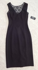 GUESS Sleeveless Illusion Scuba Dress Women's Black Lace Front Size 2 Small NWT