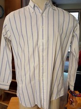 Ralph Lauren Chaps dress shirt men stripes long sleeves size 16 34/35 white/blue