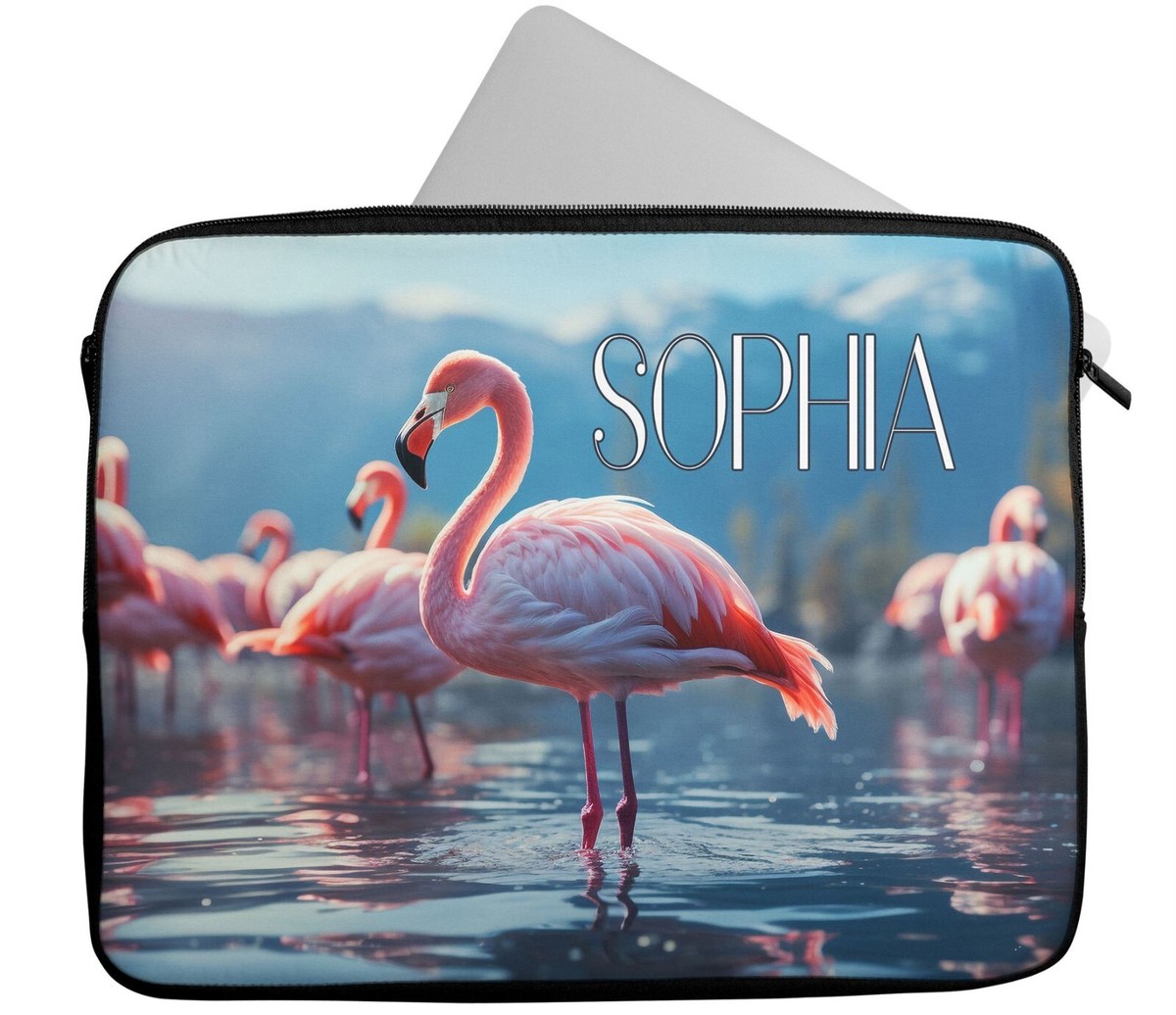 Personalized Flamingo Laptop Case Sleeve - Custom Name Neoprene Sleeve For Laptop/Tablet/Chromebook 6 thumbnail image