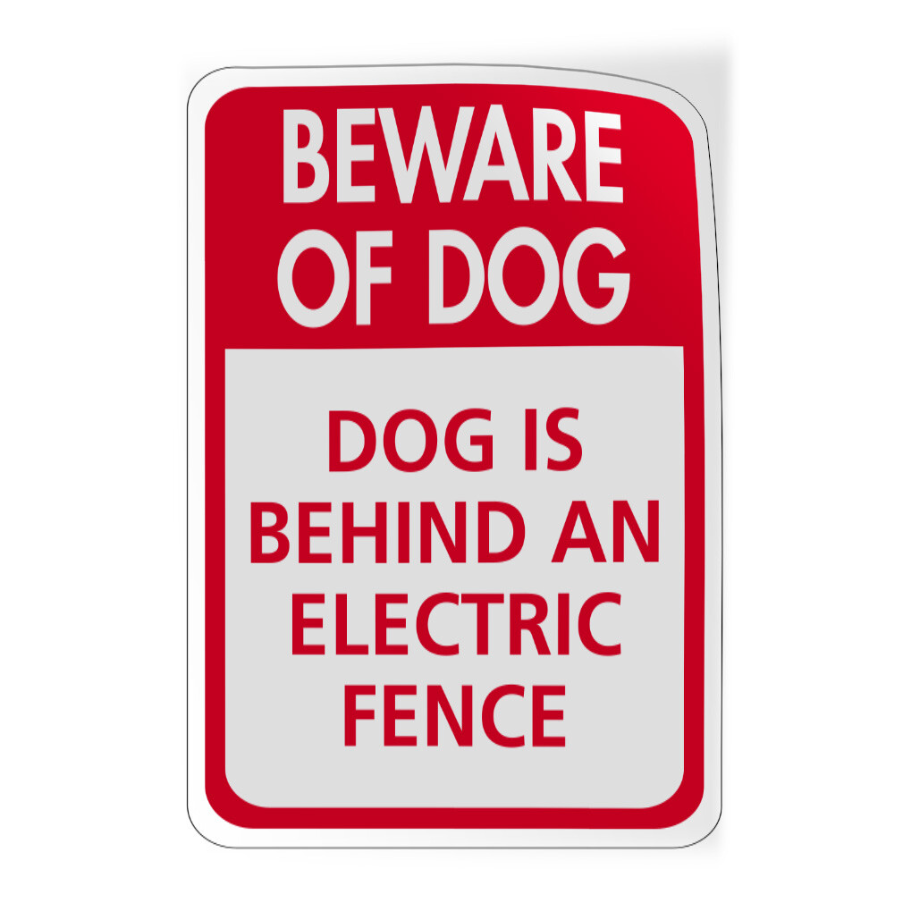 Beware of Dog Vertical Vinyl Sticker - Electric Fence Security Sign  