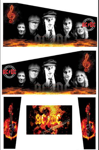 Stickers ACDC Modele 2 Pour Pincab Flipper