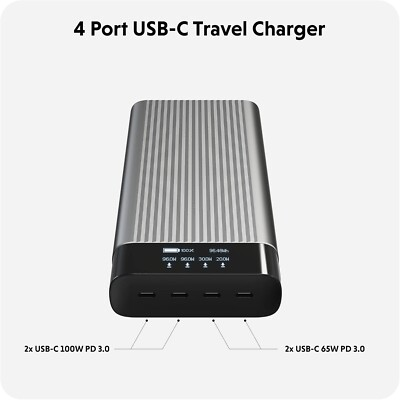 #ad HyperJuice 245W USB C 100W Battery Pack Fast Charger Type C 27000 mAh Power Bank $129.00