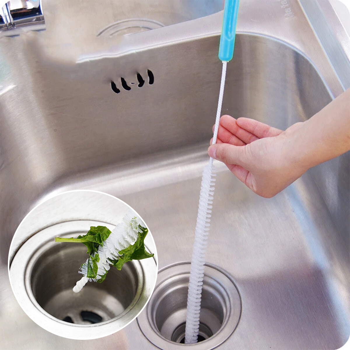 Long Sink Drain Cleaning Brush Kitchen Bathroom Flexible Tool Unblocker ...