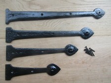 Pair of ARROW HEAD rustic old gothic tudor cast iron dummy false hinge fronts