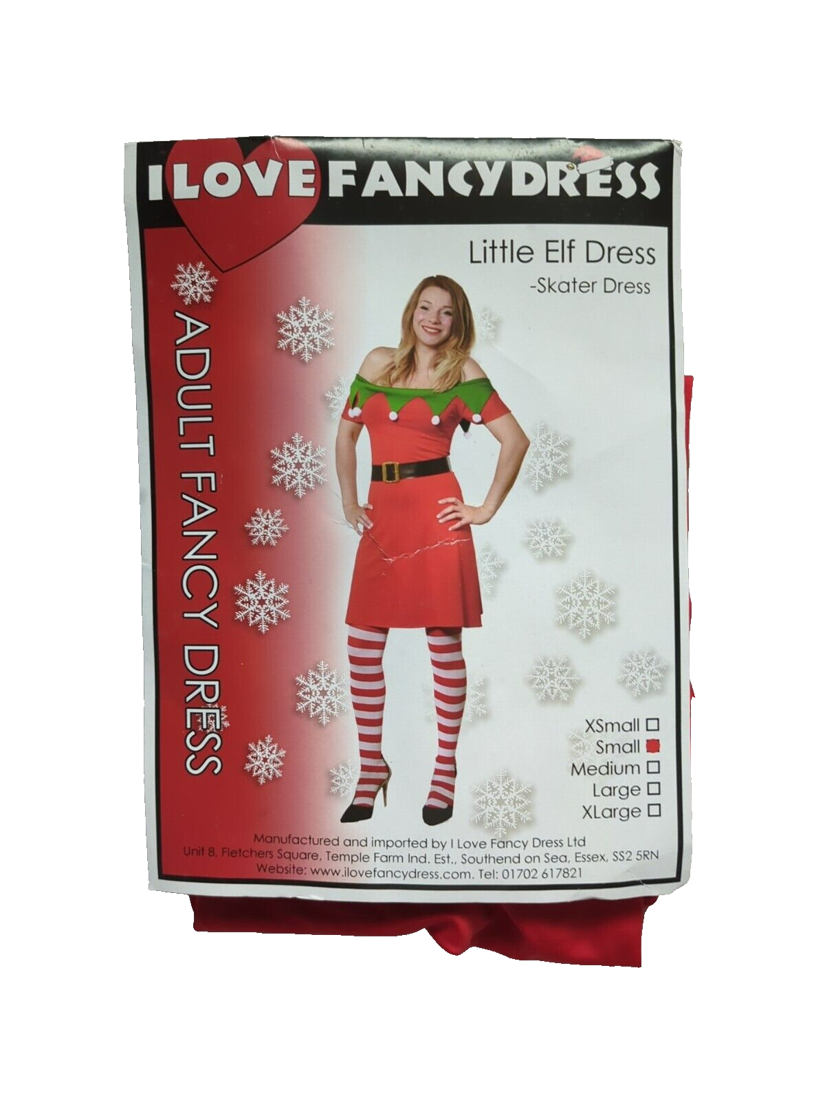 Little Elf Skater Dress Costume Adult Christmas Fancy Dress Santa's Helper Xmas