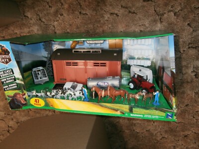 Country Life Dairy Farm Barn Ranch Tractor Cows Horses Windmill Truck Playset