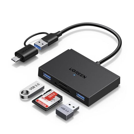4-in-1 USB C & USB 3.0 SD Card Reader with Dual OTG Connector