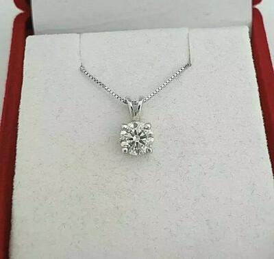 2 kt Rundschliff zertifizierter Moissanit 14 K Weißgold Solitär 18 Zoll Halskette 995 $