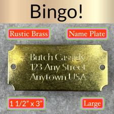 Custom Engraved Tags Personalized NAME PLATE Tags Name Plate RUSTIC BRASS LARGE