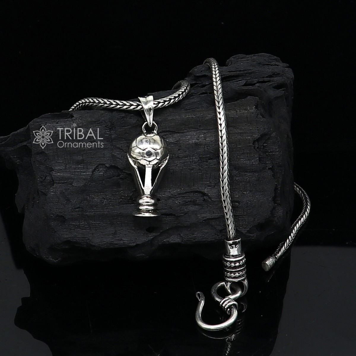 925 sterling silver unique design FIFA TROPHY pendant wheat chain