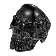 Men's Gothic Vintage Skull Head Stainless Steel Biker Cocktail Party Ring Band