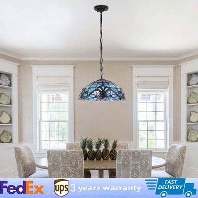 16'' Tiffany Style Hanging Pendant Lamp Stained Glass Baroque Style Ceiling Light