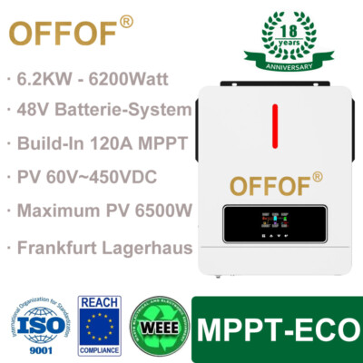 6200Watt Solar Hybrid Wechselrichter 120A MPPT OFF-Grid Mit BMS 48V System WIFI