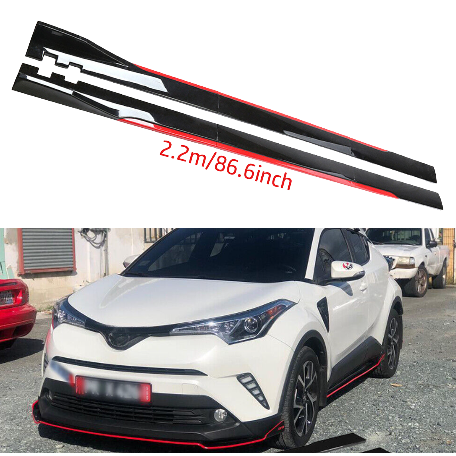 For Toyota CHR 2018-22 Side Skirt Extension Body Kit Splitter Spoiler Glossy