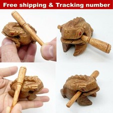 2x Mini Frog Carved Thai Wooden Croaking Instrument Musical Sound Frog Handcraft