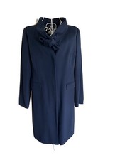 Valentino Coat Navy Blue 100% Wool Grace Kelly Style Size It 44