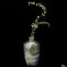 5.7" Green Moss Agate Hand Carved Crystal Vase Sculpture, Crystal Healing