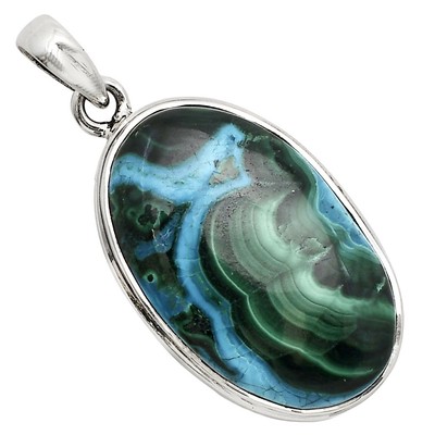 Azurit in Malachit - Morenci Minen 925 Sterling Silber Anhänger Schmuck P-1124