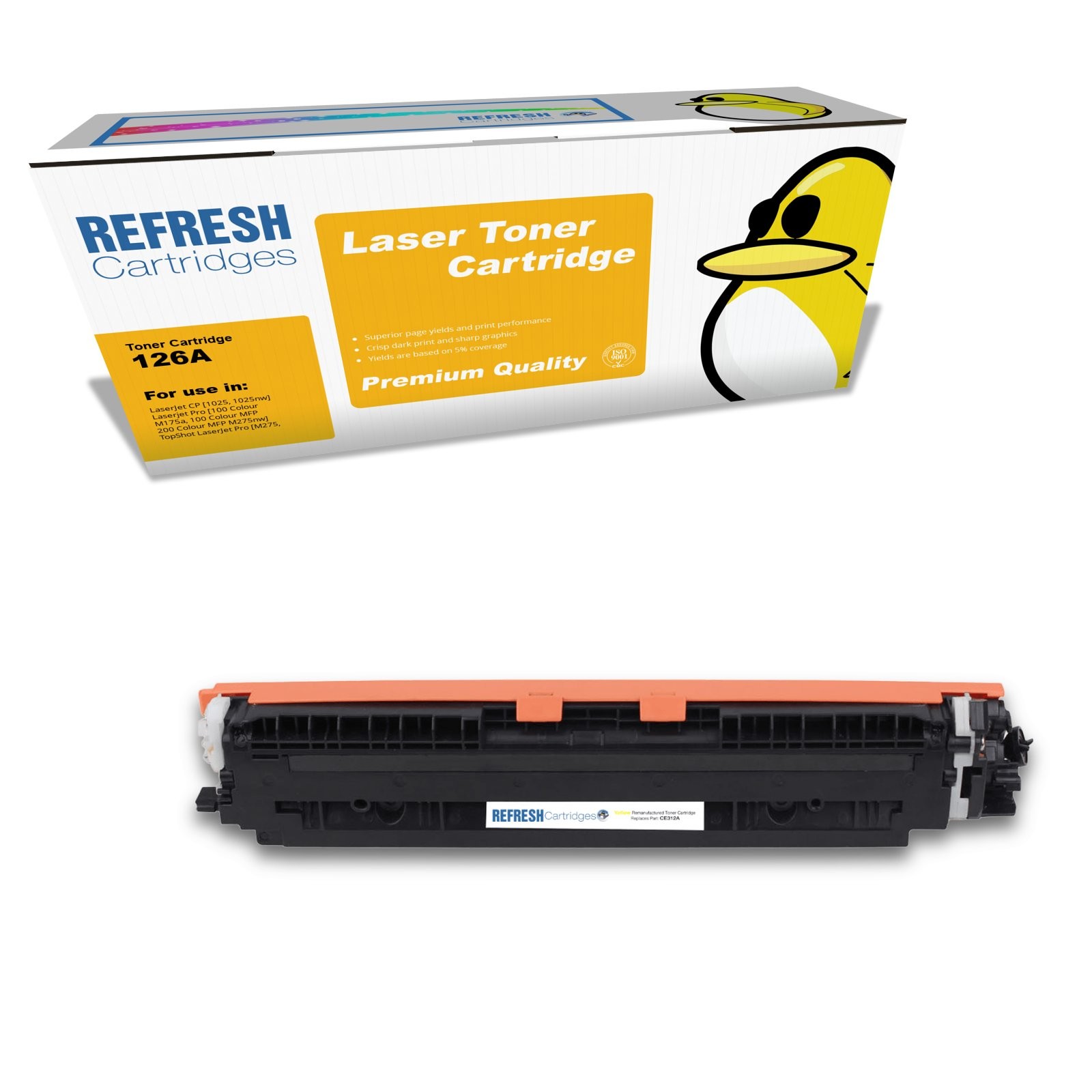 Refresh Cartridges Replacement Yellow CE312A/126A Toner Compatible With HP