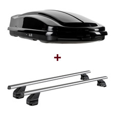 Dachbox LEVUP Space 430 Duo + Dachträger für Skoda Superb Fließheck III Typ 3V3