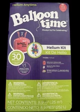 NEW Balloon Time Standard Helium Tank  Kit 30 9"Ballons Ribbon Birthday Party