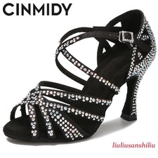 Women Dance Shoes Rhinestone Latin Dance Shoes Tango Salsa Ballroom Dance Heels