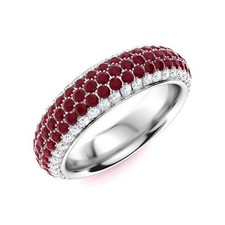 2MM Round Shape Ruby 925 Sterling Silver Full Eternity Band Women Ring