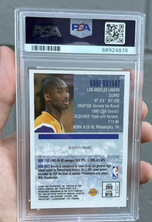 Kobe Bryant 1996-97 Finest Heirs GOLD w/ Coating PSA 7 # 269 RC