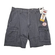 Wrangler Cargo Shorts Gray Flex Men Sz 34 Relaxed 10" Inseam Pockets NEW