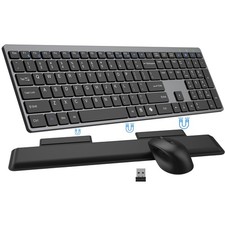 Wireless Keyboard and Mouse Combo, Full Size Silent Ultra Thin Keyboard with ...