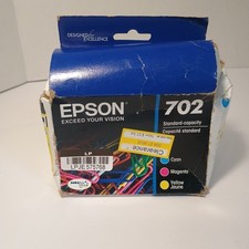 Epson 702 3pk Combo Ink Cartridges - Cyan/Magenta/Yellow Expired 11/22 Box Damag