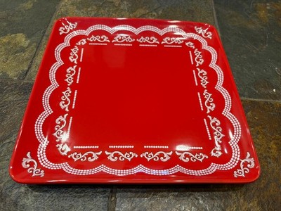 Temp-Tations Doodle Doo Red Square Dinner 10'' Plate