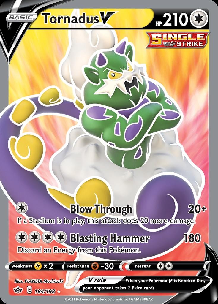 Pokemon Tornadus V (184/282) Chilling Reign NM HOLO