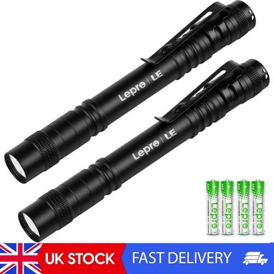 Lepro kleine Taschenlampe batteriebetrieben, 2er Pack LED Penlight mit Taschenclip, 3 Modi