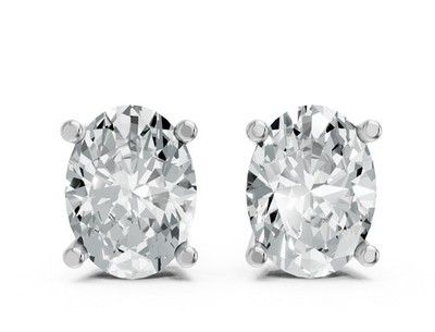 Ovale Form Lab Grown Diamond 4-Prong Push-Back Ohrstecker in 10K / 14K Gold