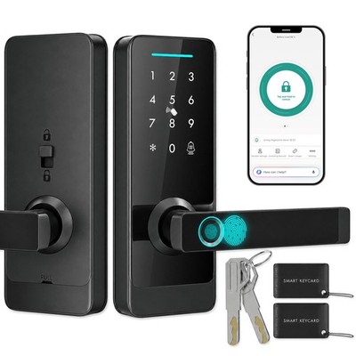 HOMCOM Smart Türschloss, Fingerabdruck/Passcode/APP/NFC/Schlüssel, Türklingel