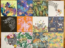 12 Assorted Colourful Jungle Animal Napkins