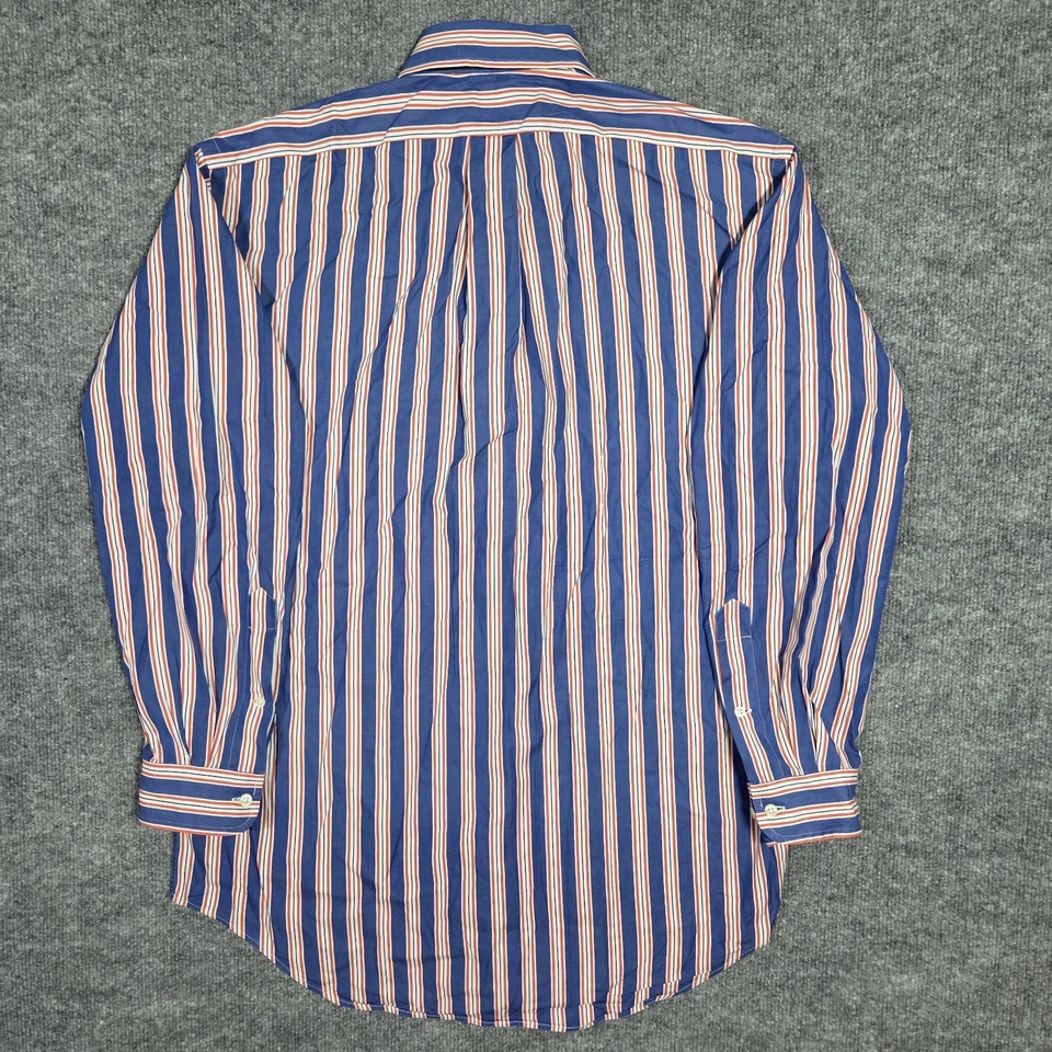 Camisa De Colección Ralph Lauren 15.5 32/33 Calce Clásico Azul Naranja Rayas Poni Abotonada Foto 4 de 4