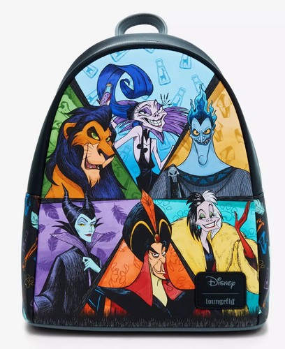 Loungefly Disney Villains Bag Mini Backpack Scar Jafar Cruella Maleficent NWT