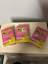 Pepto Bismol Chewable Tablets 5 Symptoms Relief Original Flavor 3-Packs x 30ct