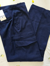 Zara Herren Cargo-Hose Blau Gr. 40 Schrittlä...
